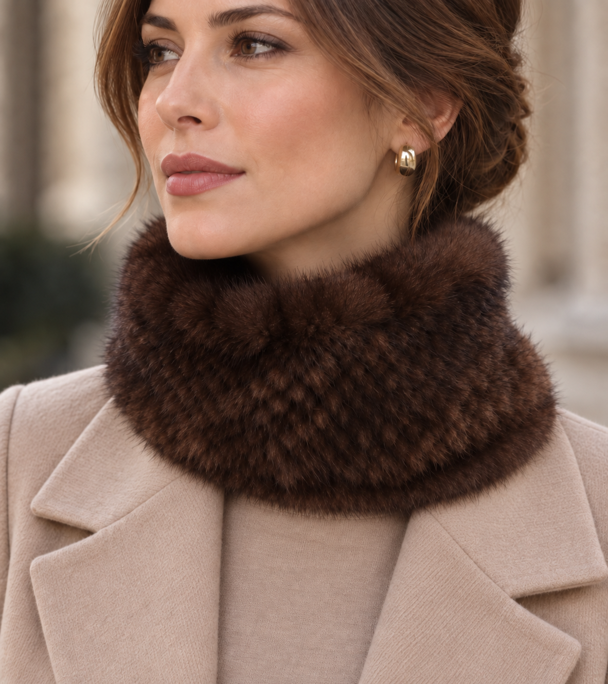 Cuello elástico de visón